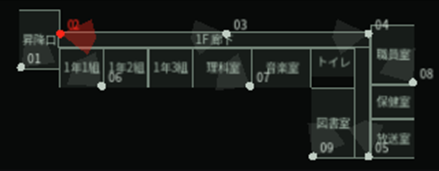 The guard's floor plan with camera and teammate positions
